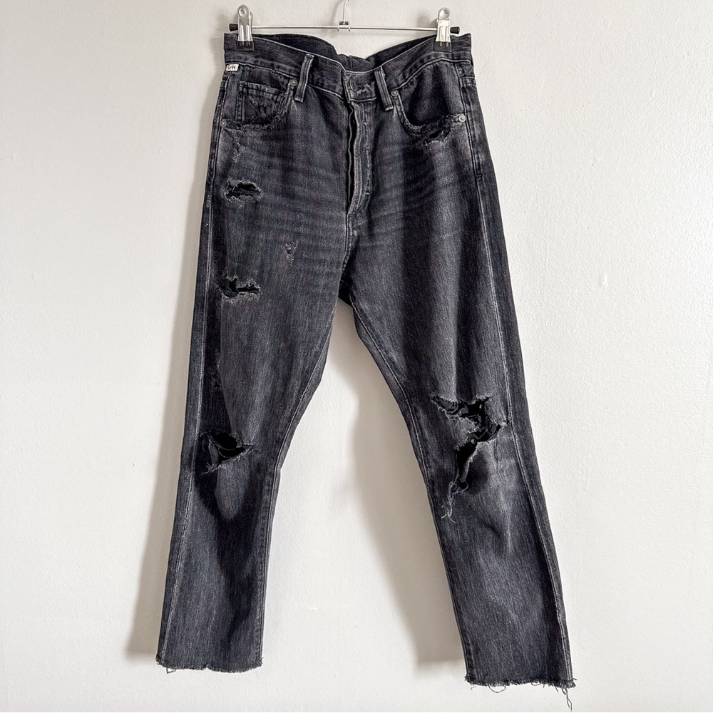 Citizens of Humanity Black Slouchy Slim Black Distressed Jeans Size 25